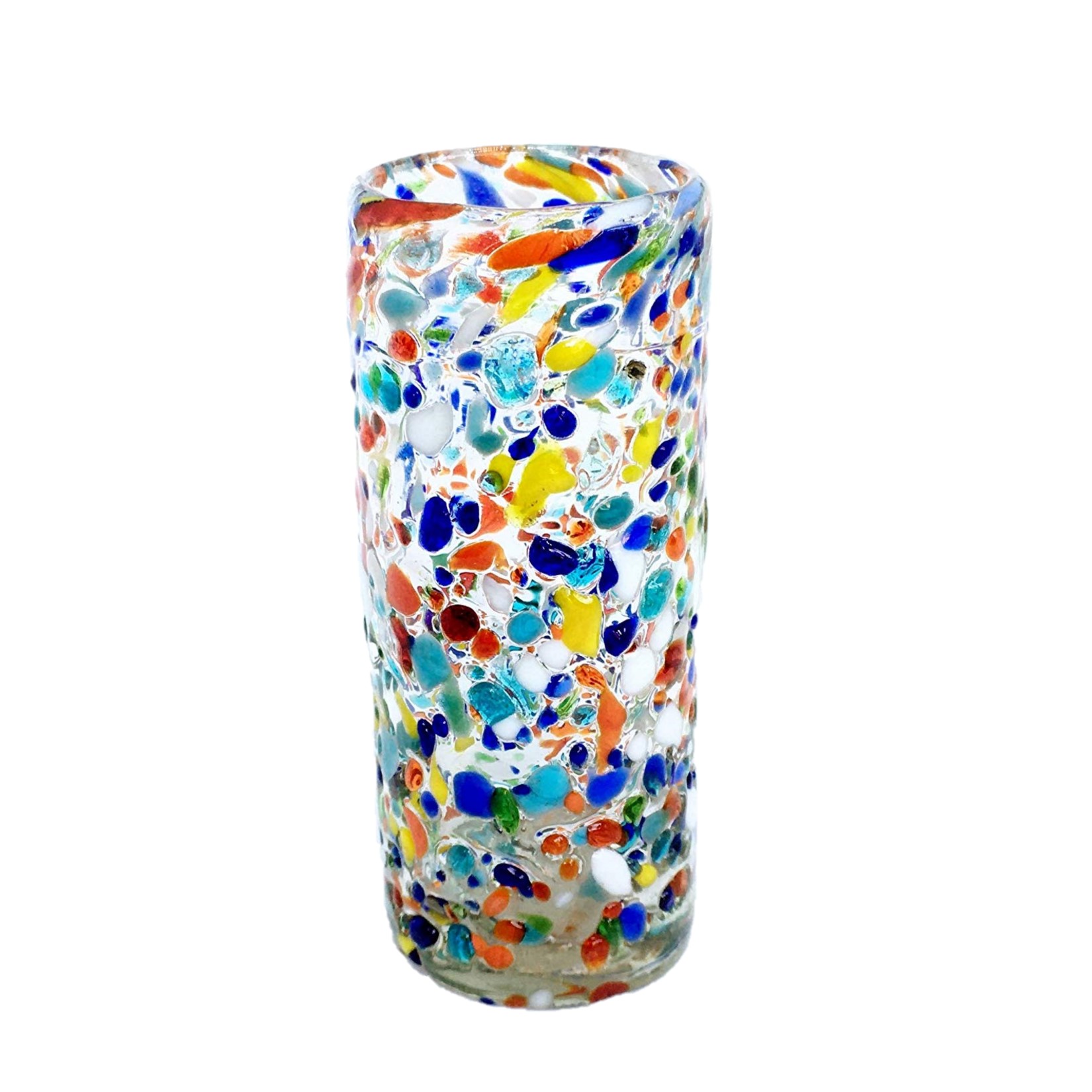 Wholesale MEXICAN GLASSWARE / Confetti Rocks 2 oz Tequila Shot Glasses  / Sip your favorite Tequila or Mezcal with these iconic Confetti Rocks shot glasses, which are a must-have of any bar. Crafted one by one by skilled artisans in Tonala, Mexico, each glass is different from the next making them unique works of art. They feature our colorful Confetti rocks design with small colored-glass rounded cristals embedded in clear glass that give them a nice feeling and grip. These shot glasses are festive and fun, making them a perfect gift for anyone. Get ready for your next fiesta!!